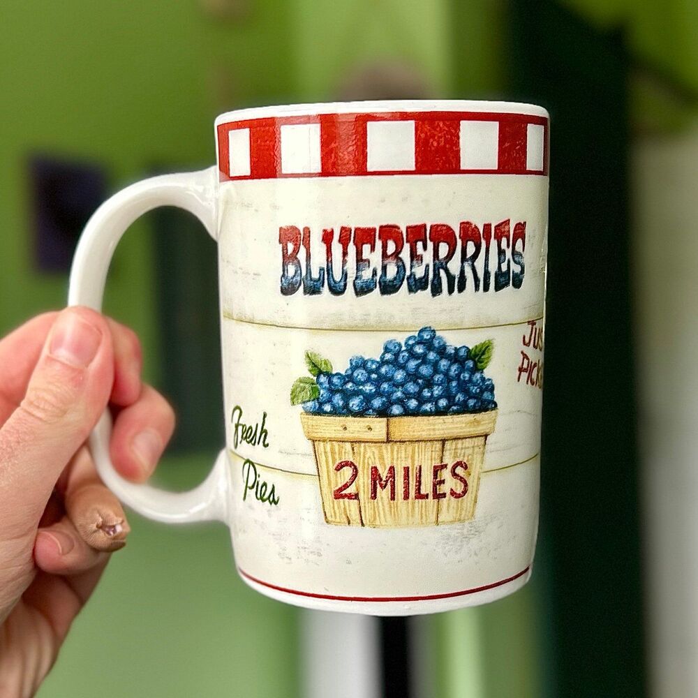 VTG Farmstand Blueberries Farmhouse Ceramic Kitchen Mug Cup